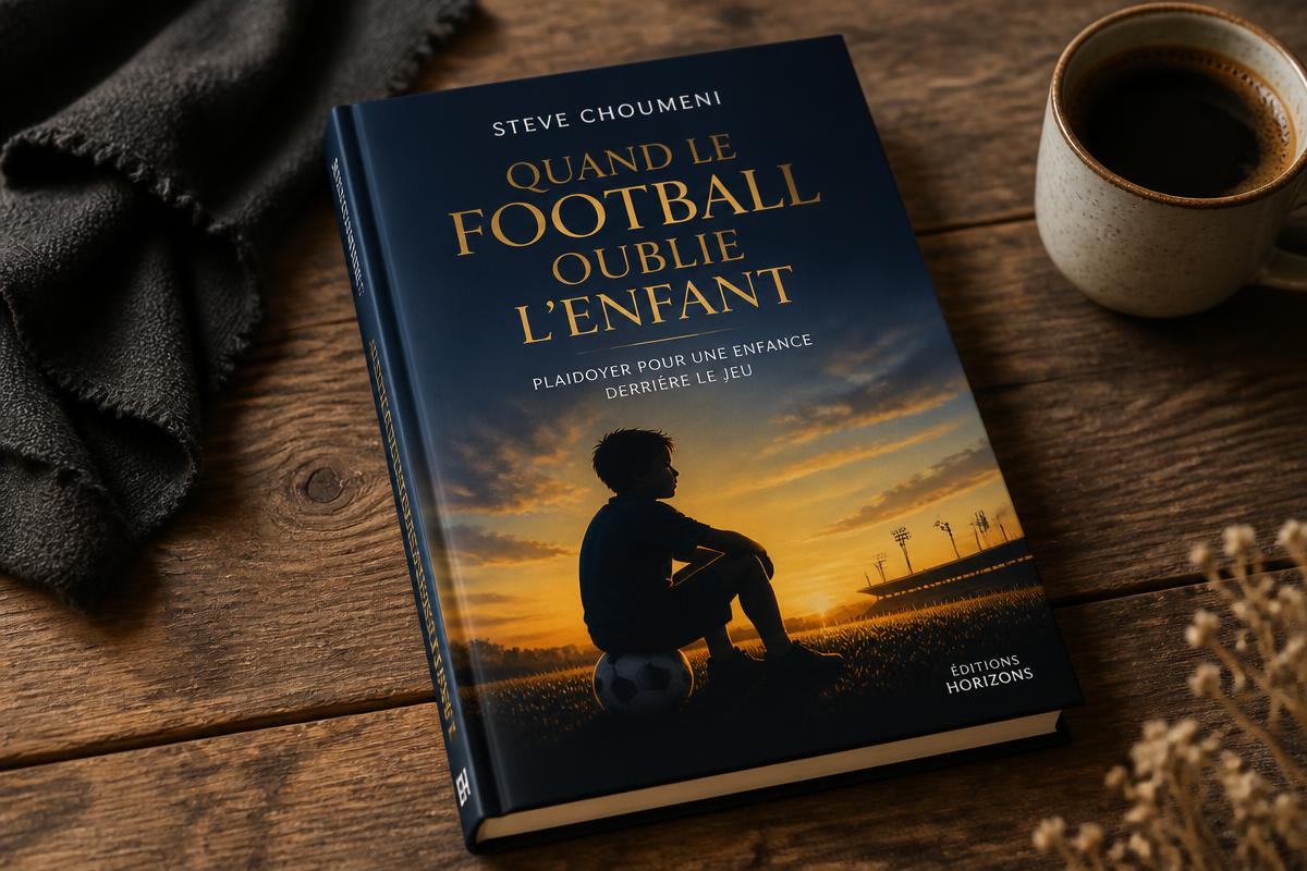 Le livre Quand le Football oublie l'Enfant posé sur une table en bois